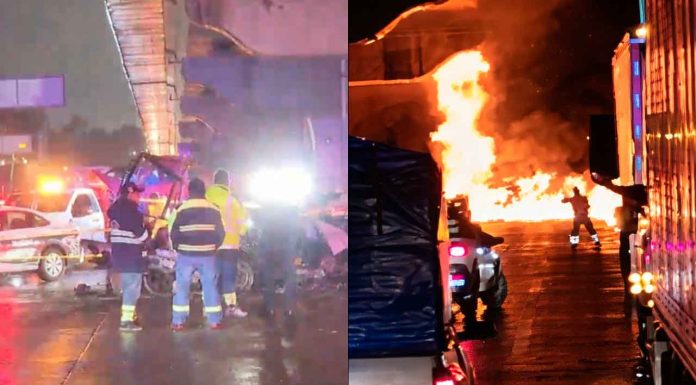 Policía estatal muere calcinado tras chocar contra pilar