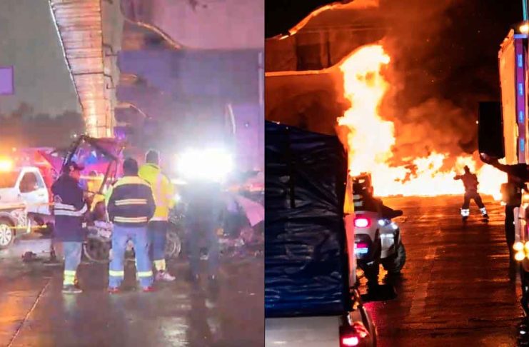 Policía estatal muere calcinado tras chocar contra pilar