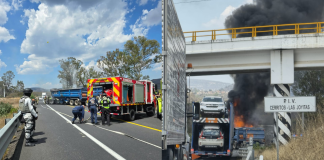 Tractocamión góndola se incendia tras accidente en la Pátzcuaro-Cuitzeo; chofer sale ileso