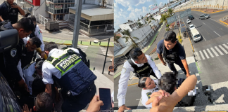 Policía Morelia rescata a persona en el distribuidor vial de salida a Mil Cumbres