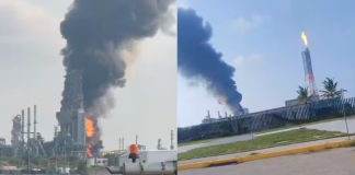 Incendio en bodega de coque dentro de la refinería de Dos Bocas