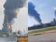 Incendio en bodega de coque dentro de la refinería de Dos Bocas