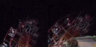 #Video // Capta desplome de una rueda de la fortuna con 80 personas adentro