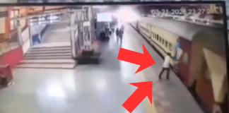 #video // Joven cae y es arrastradopor un tren en India