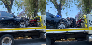Se registra choque de motos y auto en la avenida Camelinas, Morelia