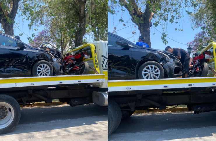 Se registra choque de motos y auto en la avenida Camelinas, Morelia
