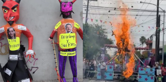 #VIDEO || Queman “Judas” de Samuel García y Mariana Rodríguez en Monterrey