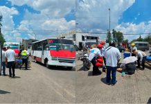 Choque entre camión y moto deja a mujer herida en avenida Siervo de la Nación, Morelia
