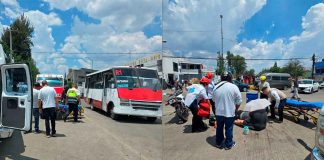 Choque entre camión y moto deja a mujer herida en avenida Siervo de la Nación, Morelia