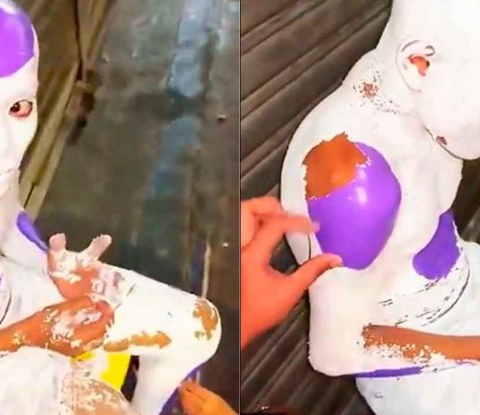 VIDEO | Madre usa pintura látex en su hijo por error para disfraz escolar y no se quita