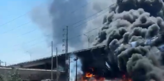 #Video || Explosión tras choque entre tren y pipa colapsa vialidades en Querétaro