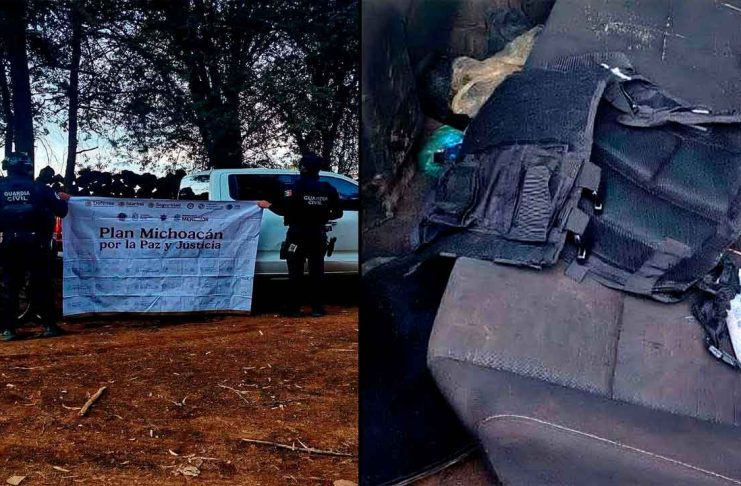 GC asegura dos vehículos robados y chalecos tácticos en Pátzcuaro