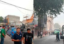 #VIDEO // Fuerte derrumbe en el Centro Histórico: Estructura aplasta transporte público en la CDMX