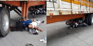 Pareja grave tras chocar su moto contra un tráiler, en el Libramiento de Uruapan