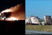 #VIDEO // Conductor pierde la vida calcinado tras quedarse dormido y chocar contra un tráiler