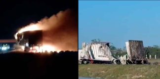 #VIDEO // Conductor pierde la vida calcinado tras quedarse dormido y chocar contra un tráiler
