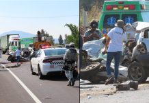 Brutal choque entre camión de pasajeros y auto, deja un muerto y 4 heridos leves en Michoacán