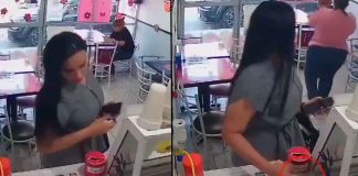 #VIDEO // ¡Se volvió viral! Captan a mujer llevándose inesperado objeto de una nevería en Tamaulipas