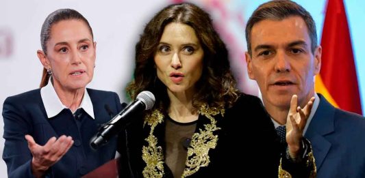 Presidenta de Madrid acusa a Sheinbaum y al presidente de España de abandonarla en un país “violento”