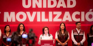 Gladyz Butanda en su presentación oficial como aspirante a candidata de Morena a la gubernatura