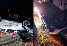 Taxista queda herido tras la volcadura de su auto en la Zitácuaro-Aputzio