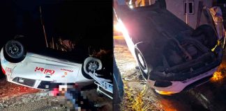 Taxista queda herido tras la volcadura de su auto en la Zitácuaro-Aputzio