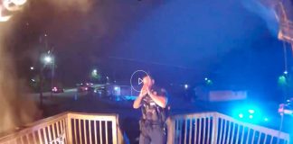 #VIDEO//¡Es un héroe! Policía derriba puerta en llamas y salva a madre y sus dos hijos en Tennessee