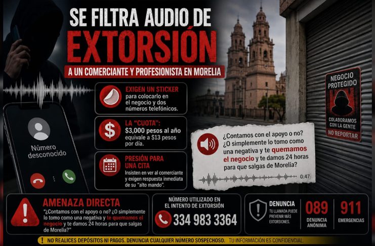 Se filtra audio de intento de extorsión a un comerciante y profesionista en Morelia