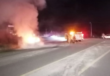 Arde vehículo en Ciudad Hidalgo