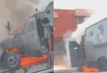 Se incendia camión blindado de valores en Tepalcatepec; autoridades investigan causas del siniestro