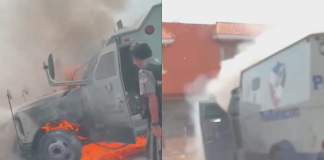 Se incendia camión blindado de valores en Tepalcatepec; autoridades investigan causas del siniestro