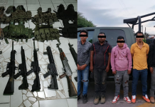 Operativo conjunto en Uruapan deja 5 detenidos y armamento asegurado