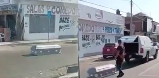 #VIDEO // Ataúd sale proyectado de un carro funerario en plenas calles de Tecomán