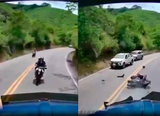 VIDEO | Motociclista invade carril y choca de frente contra camión en Colombia