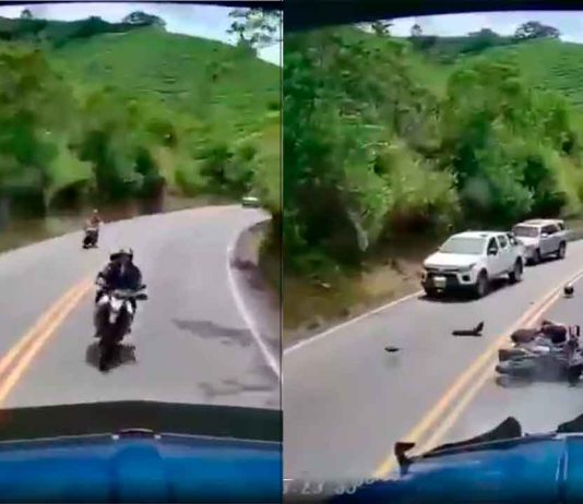 VIDEO | Motociclista invade carril y choca de frente contra camión en Colombia