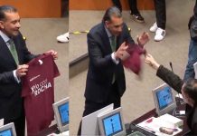#VIDEO // Noroña denuncia provocación con playera con leyendas “NARCO Morena” y anuncia queja formal contra el PVEM