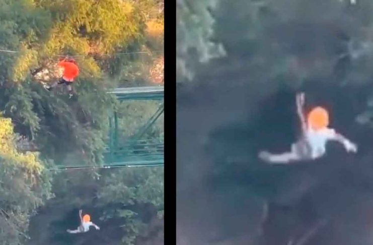#VIDEO Falla de un arnés provoca caída de un niño en una tirolesa en el Parque Fundidora.