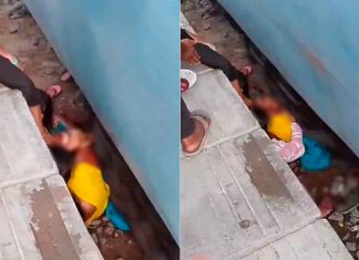 #VIDEO // Madre e hijos caen a vía del tren y la madre usa su cuerpo para salvarlos