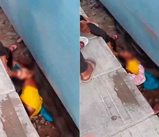#VIDEO // Madre e hijos caen a vía del tren y la madre usa su cuerpo para salvarlos