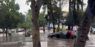 #VIDEO || Inundación sorprende en Camelinas y deja varios vehículos atrapados