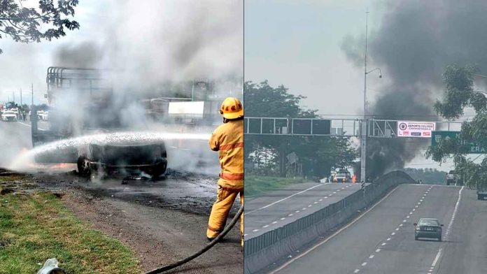 Arde-camioneta-limonera-en-Apatzingan