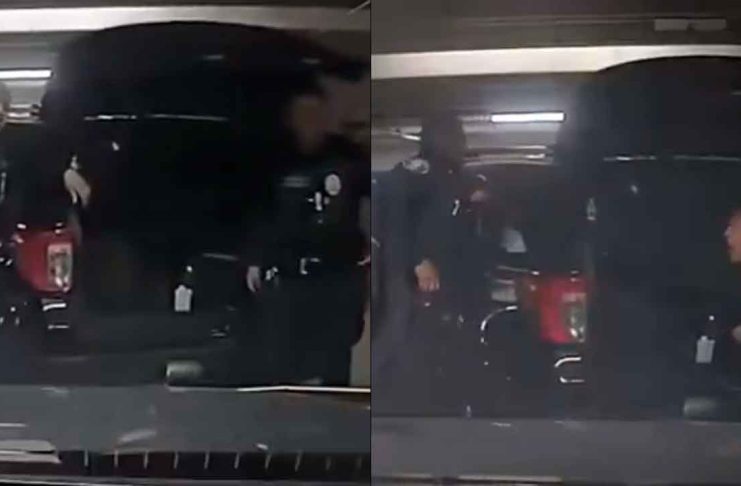 #VIDEO // Captan a policía dispararle por accidente a otro oficial en un estacionamiento en Pasadena, California