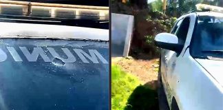 Delincuentes rafaguean caseta policial y patrulla en Tingüindín; un policía levemente herido