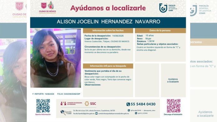 buscan a adolescente de 15 años tras su desaparición