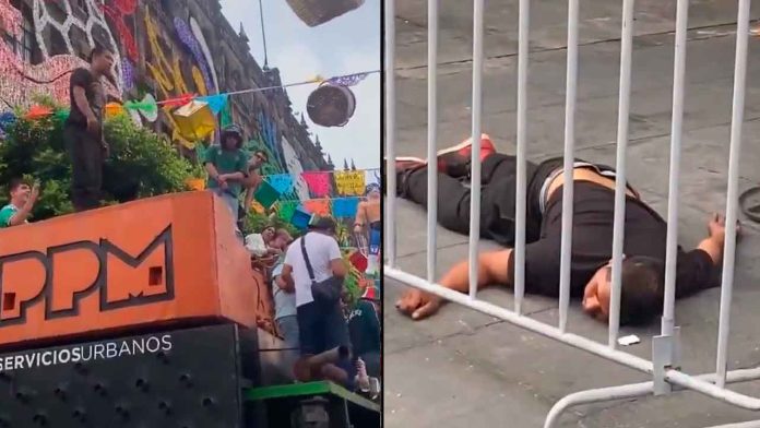 En-el-Zócalo-por-el-triunfo-de-la-Selección-Mexicana-hombre-cae