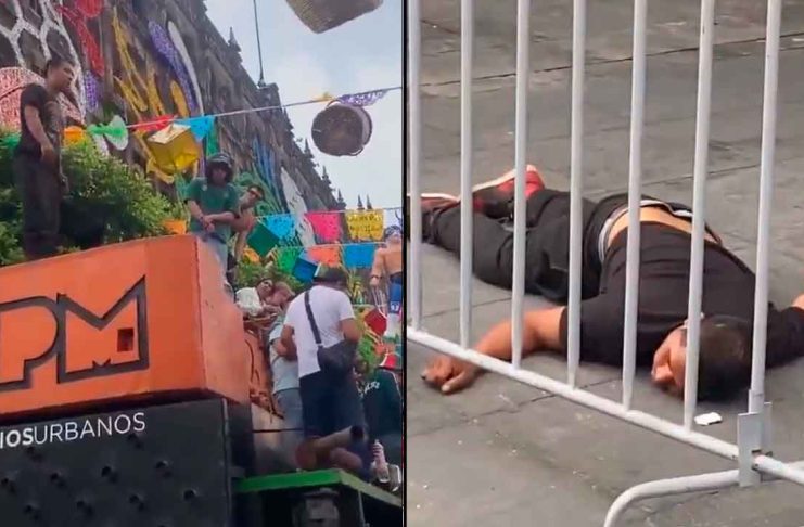 #VIDEO // Joven cae de espaldas desde un camión durante festejo por triunfo de México en el Zócalo