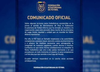 La Federación Ecuatoriana de Fútbol denuncia presuntas acciones antideportivas antes del duelo de octavos de final