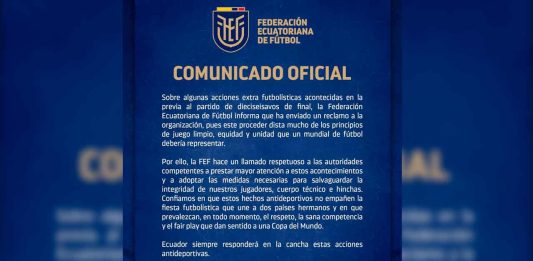 La Federación Ecuatoriana de Fútbol denuncia presuntas acciones antideportivas antes del duelo de octavos de final