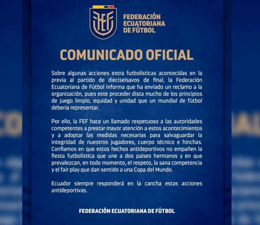 La Federación Ecuatoriana de Fútbol denuncia presuntas acciones antideportivas antes del duelo de octavos de final