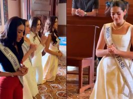 #VIDEO // Miss Universo, Fátima Bosch se hincan en la Basílica de Costa Rica